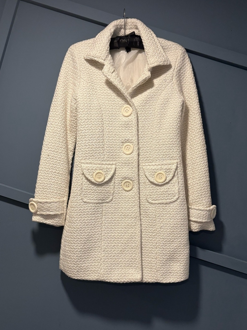 Poetry Ivory Bouclé Coat Size Small GUC
